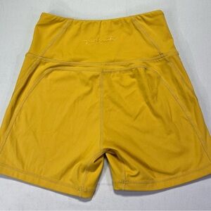 Alphalete High Waist Mustard Yellow Gold Women's Gym Biker Shorts - S - Like New